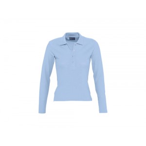 POLO PIQUE SENHORA M/COMP 3 BOT PODIUM AZUL CÉU